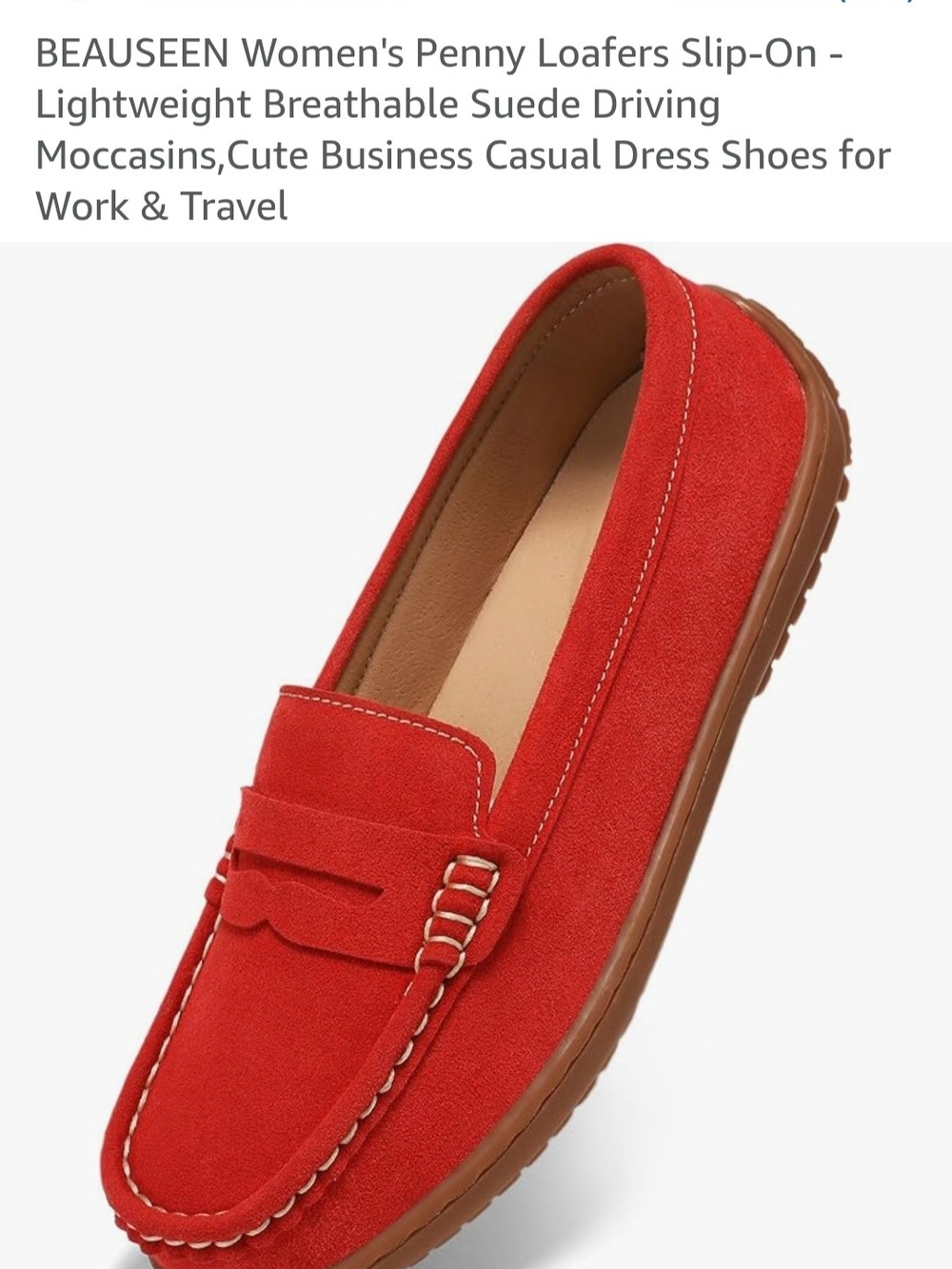 Woman's Red Suede Penny Loafers